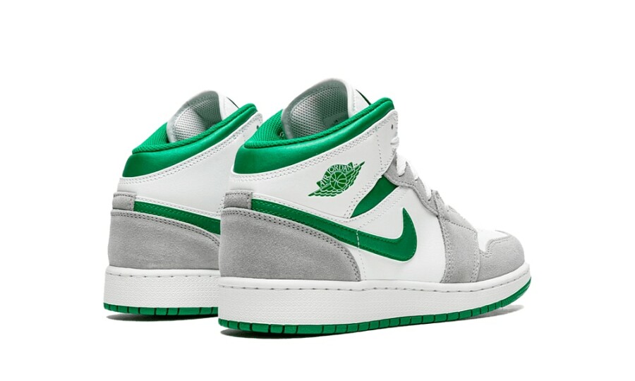 air jordan 1 mid grey green gs