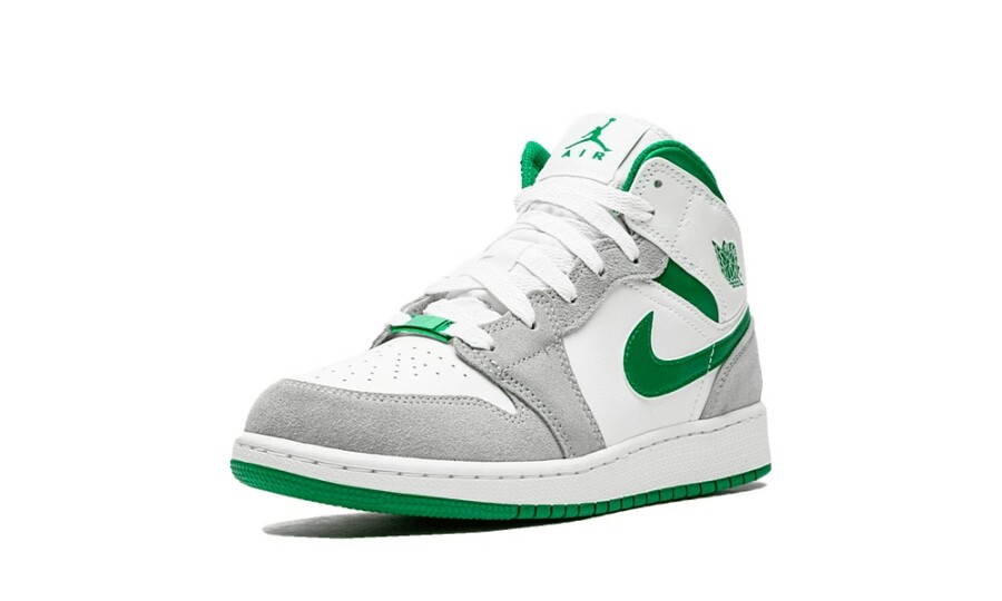 air jordan 1 mid grey green gs