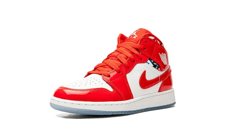 air jordan 1 mid barcelona sweater red patent gs